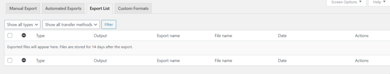 exported files