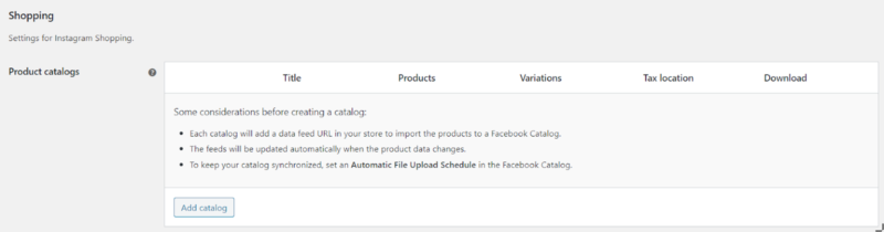 catalog instagram woocommerce