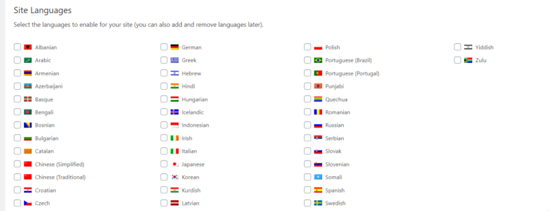 wpml site languages