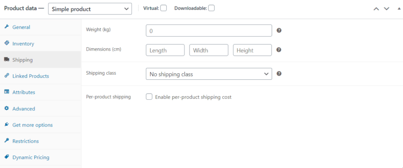 woocommerce shipping per product