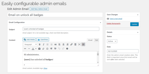 GamiPress - Admin Emails 1.0.5 - Image 3