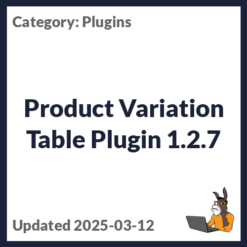Product Variation Table Plugin