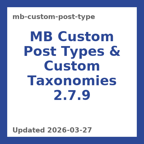 MB Custom Post Types & Custom Taxonomies 2.7.9