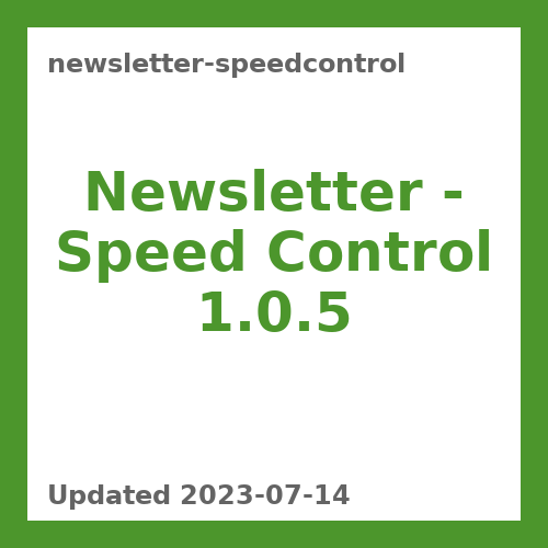 Newsletter – Speed Control 1.0.5