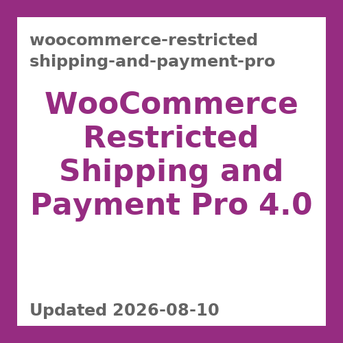WooCommerce Restricted Shipping and Payment Pro 4.0
